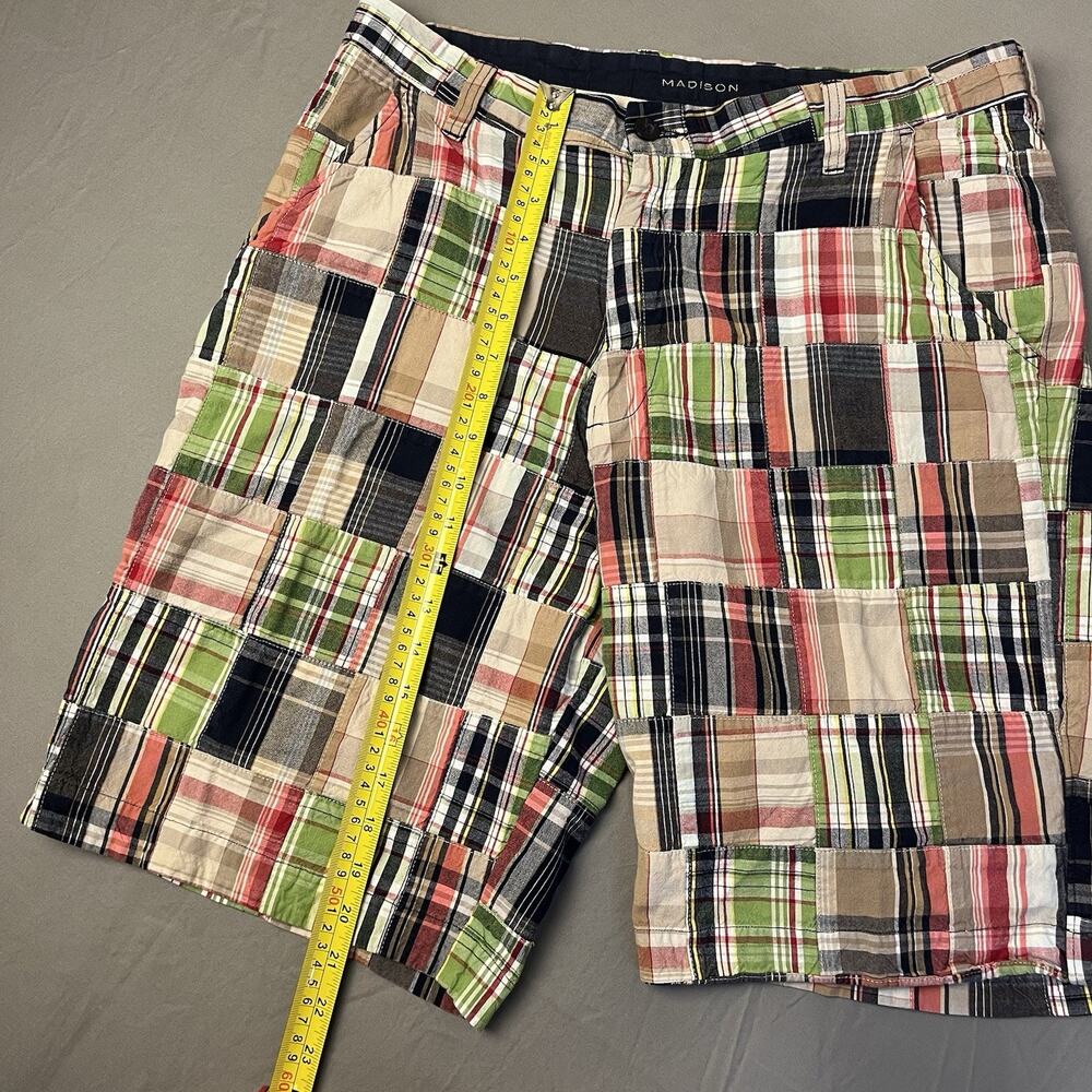 Madison Men's Size 34 Shorts Plaid Patchwork Multicolor Cotton Madras Beach - Picture 4 of 7